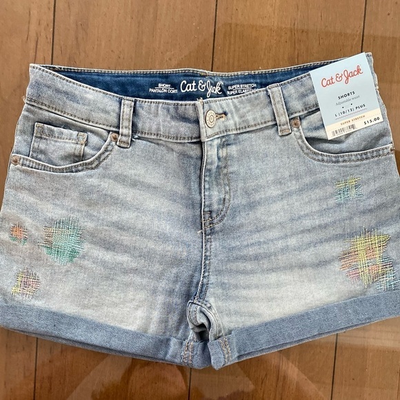 Cat & Jack NWT Girls Light Blue Denim Shorts Size L (10/12) Plus - Picture 1 of 3